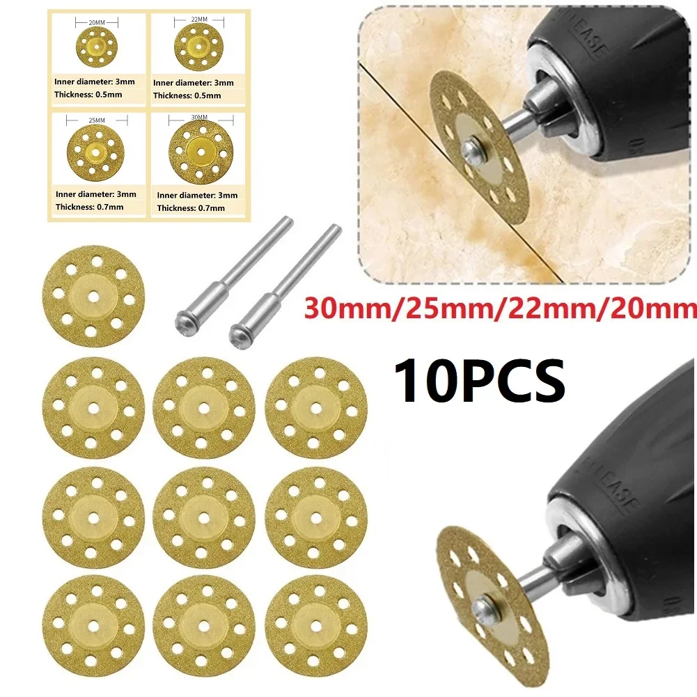 Imagem -06 - Mini Diamond Cutting Disc Grupo Acessórios para Ferramentas Rotativas Dremel Rebolo Lâmina de Serra Circular 20 mm 22 mm 25 mm 30 mm 10 Pcs