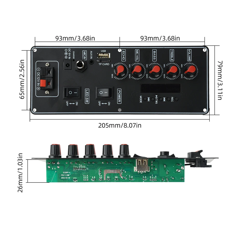 2x10W Bluetooth-Audioverstärker-Board MP3-Decoder mit Bluetooth 5.0, TF, USB, FM-Unterstützung für DIY-Karaoke-Heimlautsprechersystem – Detail 8