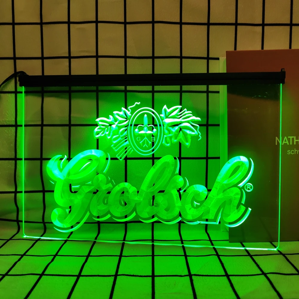 Grolsch Beer Bar Pub Club-Retro LED Neon Sign Home Decor with Vintage Plaques and Posters for Room Office Farmhouse