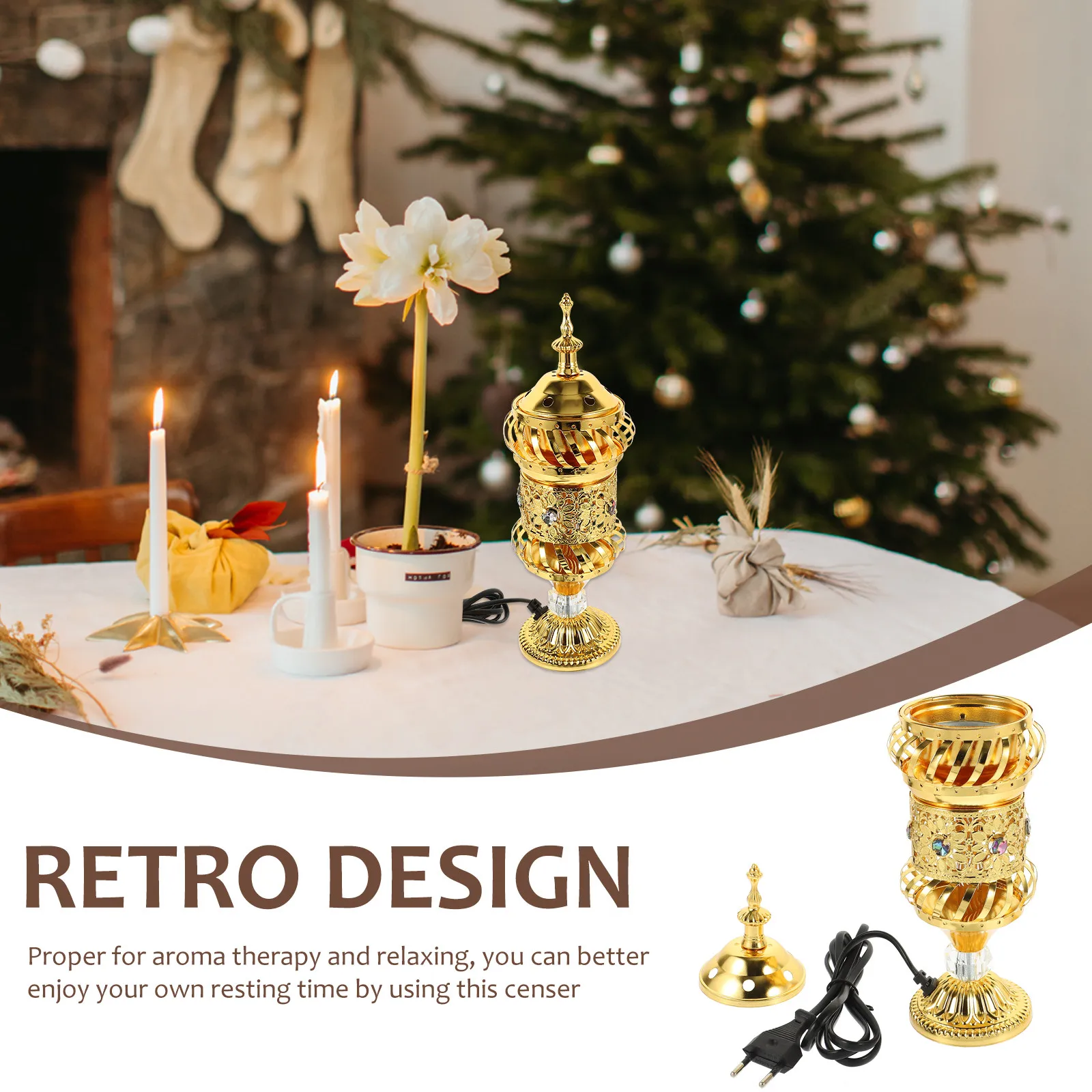 

Металлическая электрическая аромалампа в ретро-стиле с вилкой EU для ароматерапии, декоративный бытовой ароматизатор-украшение