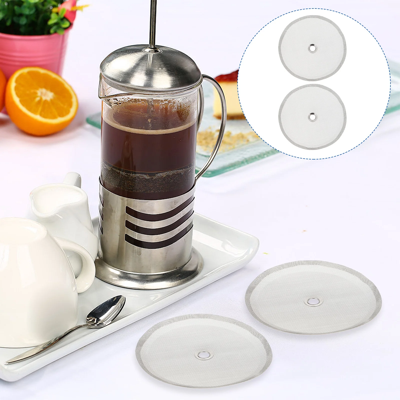 

2Pcs Stainless Steel Filter Mesh Replacement for Cup Mesh Dishwasher Safe Filter Tea Makers Accessories