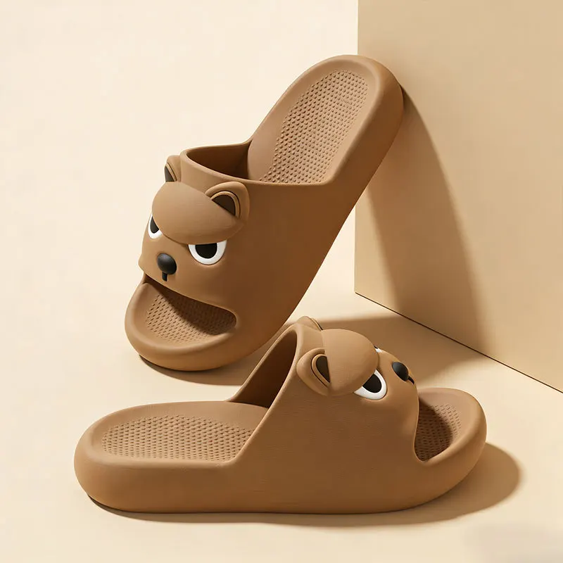 Cartoon Bear Slippers for Women Men Cute Thick Platform EVA Slides Non-slip Soft Cloud Sandals for Indoor Bathroom Summer Shoes