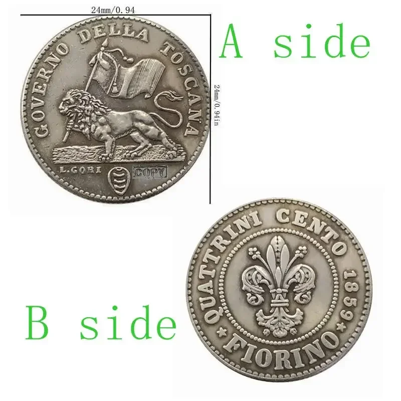 1859 Tuscany Grand Duchy Old Coin Florence Lily Coin Brass Material Collection Commemorative Decorative Coin