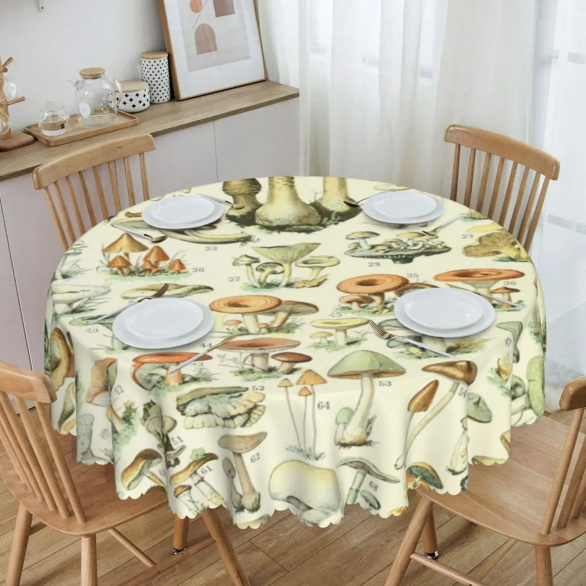 Customized Adolphe Millot Champignon Round Tablecloths 60 Inch Books Nursery Child Table Cover for Dining Table Cloth