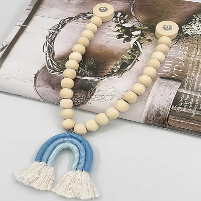 2 قطعة ستارة شرابة قوس قزح مشبك مغناطيسي خرز خشبي ياباني شخصية حزام ستارة منزلي حبل ربط مغناطيسي