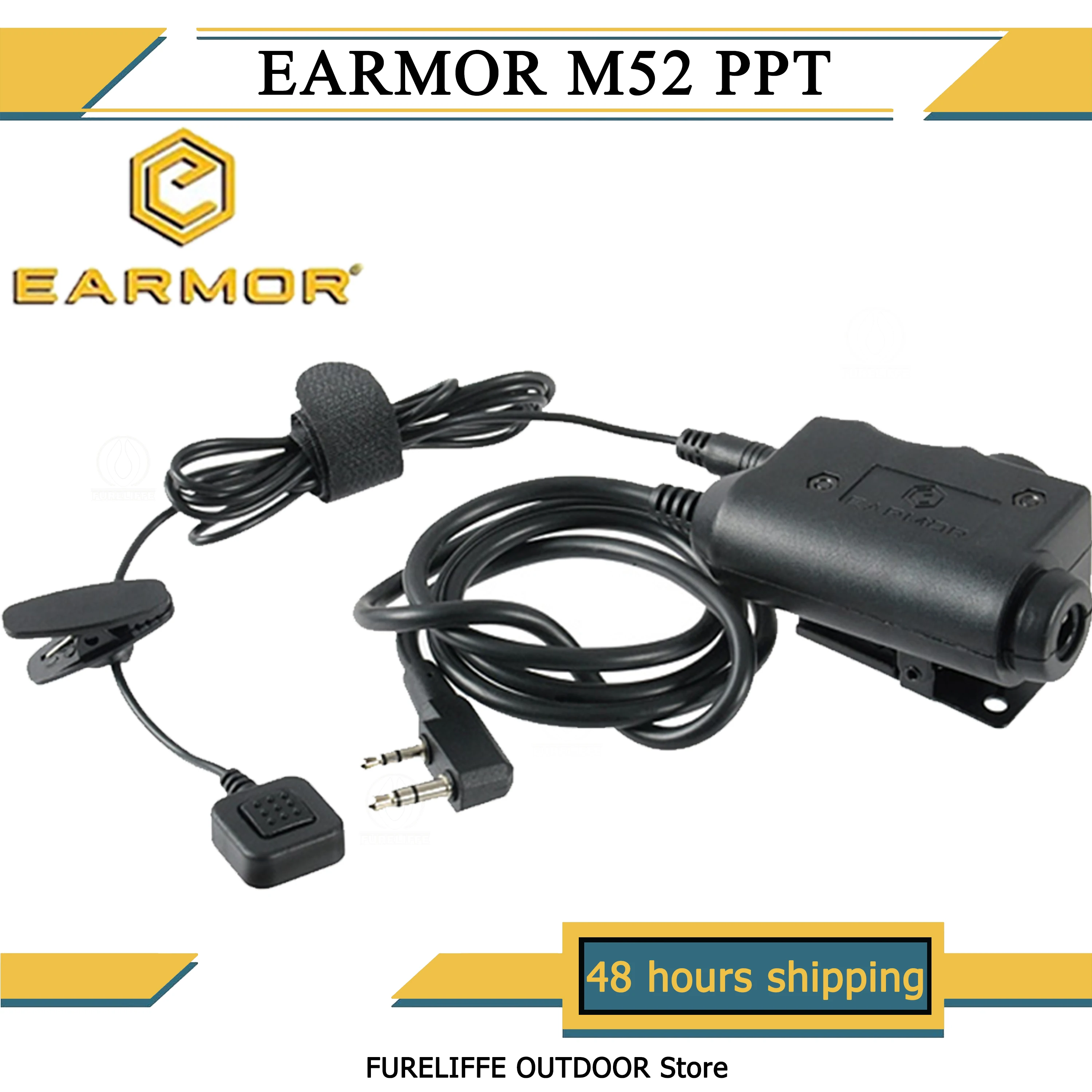 

EARMOR M52 professional PTT adapter integrated into EARMOR M32/M32H protectors or communication headsets (MSA Sordin, 3M Peltor)