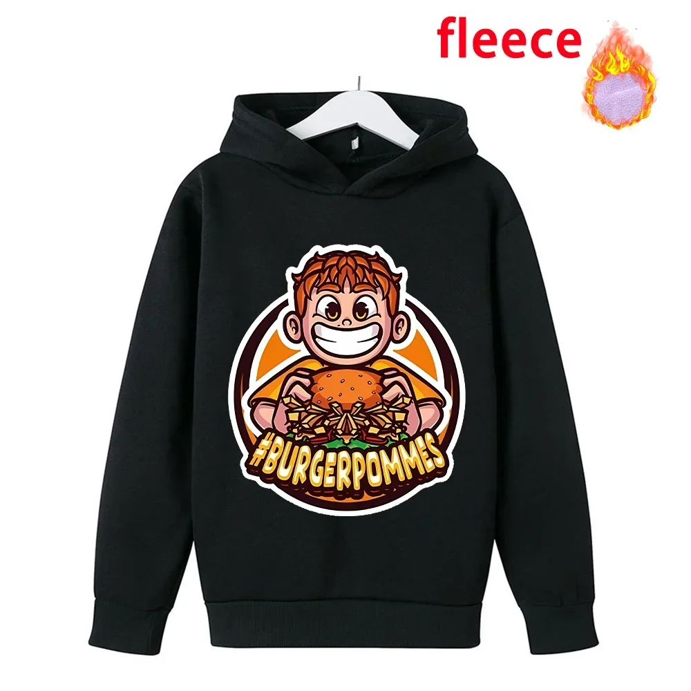 Burgerpommes ICrimax sweat à capuche pour enfants Kawaii dessin animé imprimé sweats pulls pour enfant à capuche polaire à capuche garçons cadeau d'anniversaire