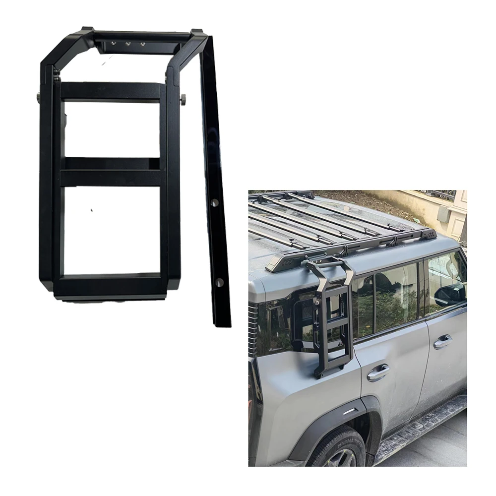 

JP ODM OEM New Design 4x4 Off Road Aluminum Foldable Roof Side Ladder for JETOUR T2 TRAVELER FOLDING LADDER 2023+