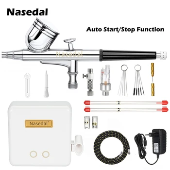 Nasedal auto stop compressor dual action airbrush kit makeup cake car painting tool spray gun touch switch compressor kit NT-22B