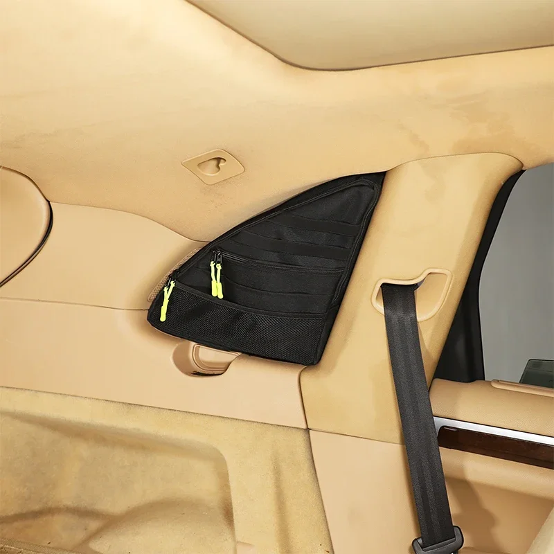 Suetlcoity For Porsche Cayenne 2011-2017 Black Car Trunk Side Window Storage Bag Cargo Tools Tidying Package Car Accessories