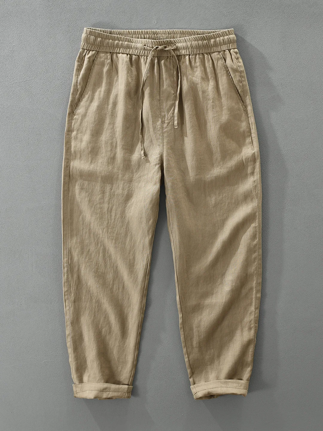 Japanese Style Retro Straight Leg Linen Casual Pants Men Summer Thin Breathable Comfortable Full Linen Long Trousers Trendy
