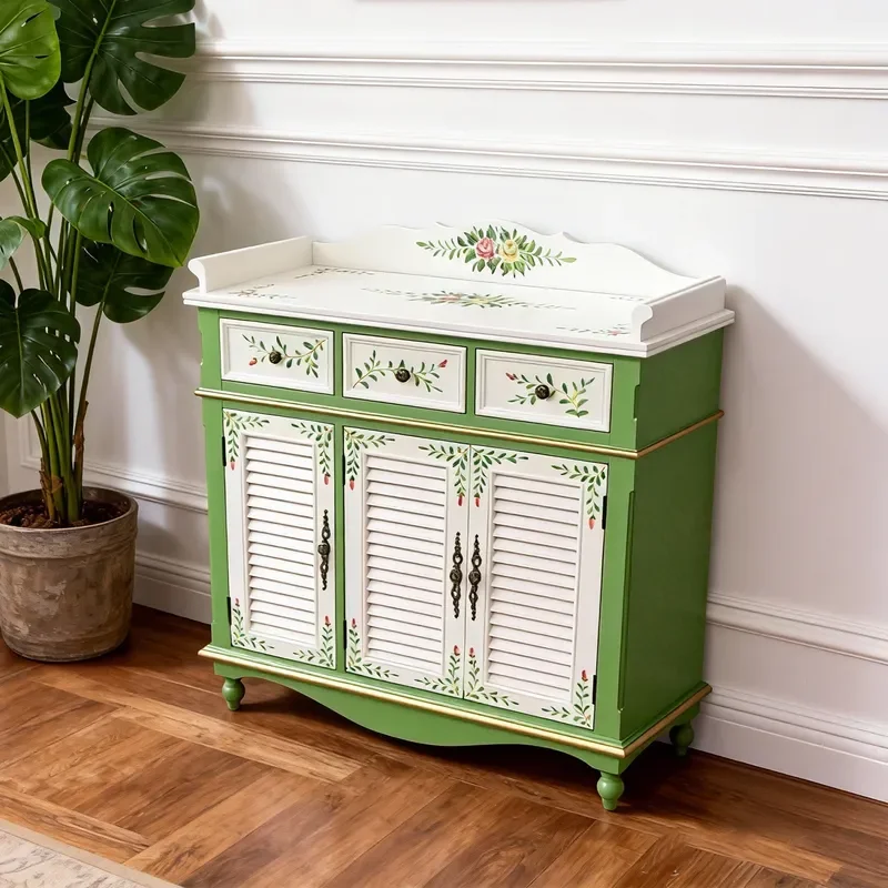 Hand Painted Entrance Shoe Cabinet Large Capacity Multi Layer Storage Locker Simple Household Doorway Organizer