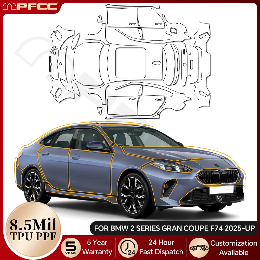 

For BMW 2 Series Gran Coupe F74 2025 8.5Mil TPU Paint Protection Film Car Body Pre-cut PPF Bra Clear Anti-scratch Resistant