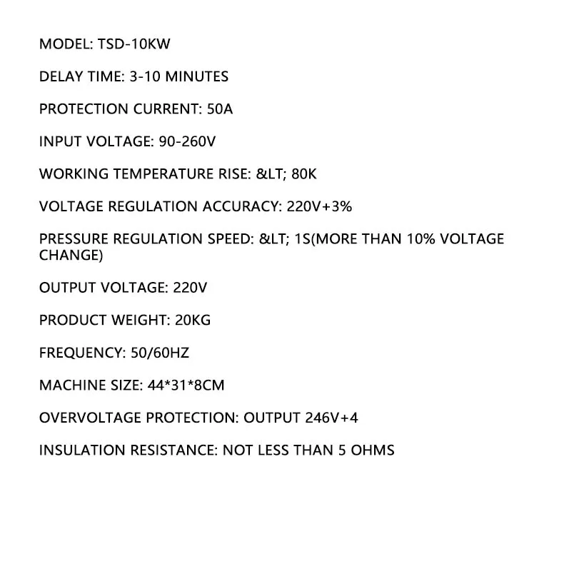 10KW Voltage Stabilizer With Input Voltage 90V-260v Output 220V Household Automatic Stabilized Power Supply Tool 50/60hz