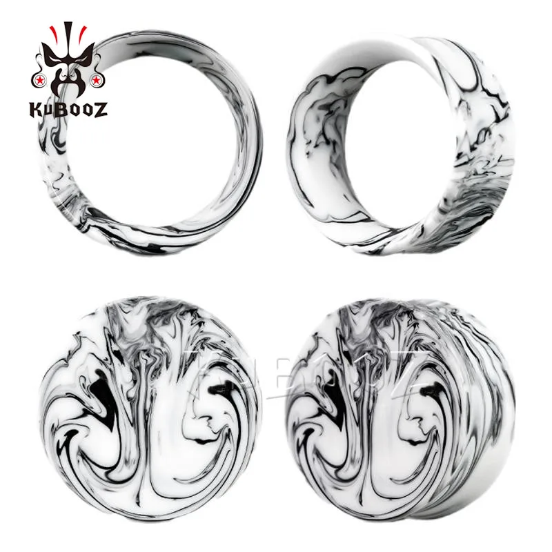 KUBOOZ fajne kolorowe akrylowe tunele do uszu zatyczki wskaźniki Expander uszy Piercing biżuteria kolczyki 2 pary
