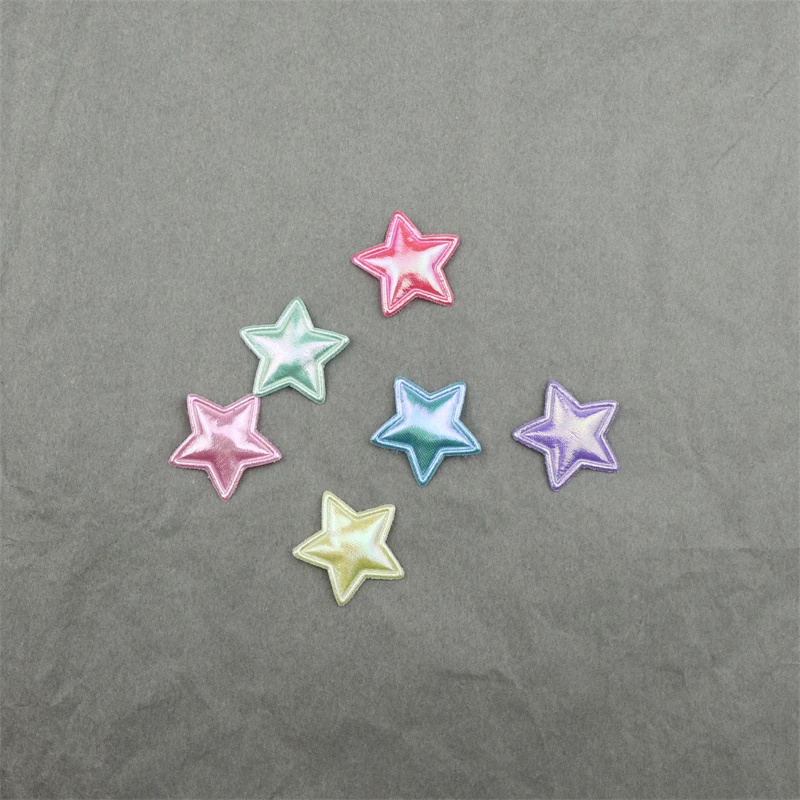 80Pcs 25mm Brightening Star Padded Applique for Handmade Hat Clothes Sewing Patches DIY Headwear Clips Bow Decor Accessories Art