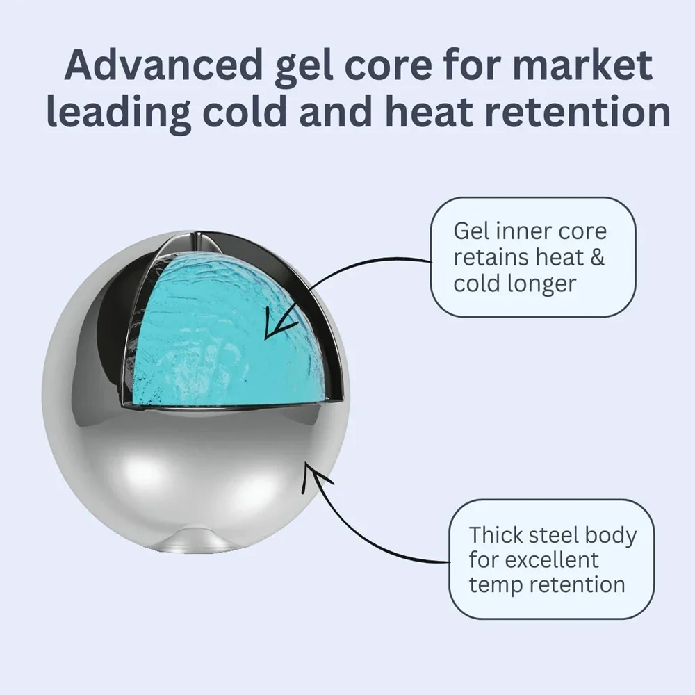 Globos de gelo para tratamentos faciais, globos de gelo de aço inquebráveis rotativos 360, rolo de gelo para rosto e olhos, ferramenta ideal para cuidados com a pele para tratamentos faciais