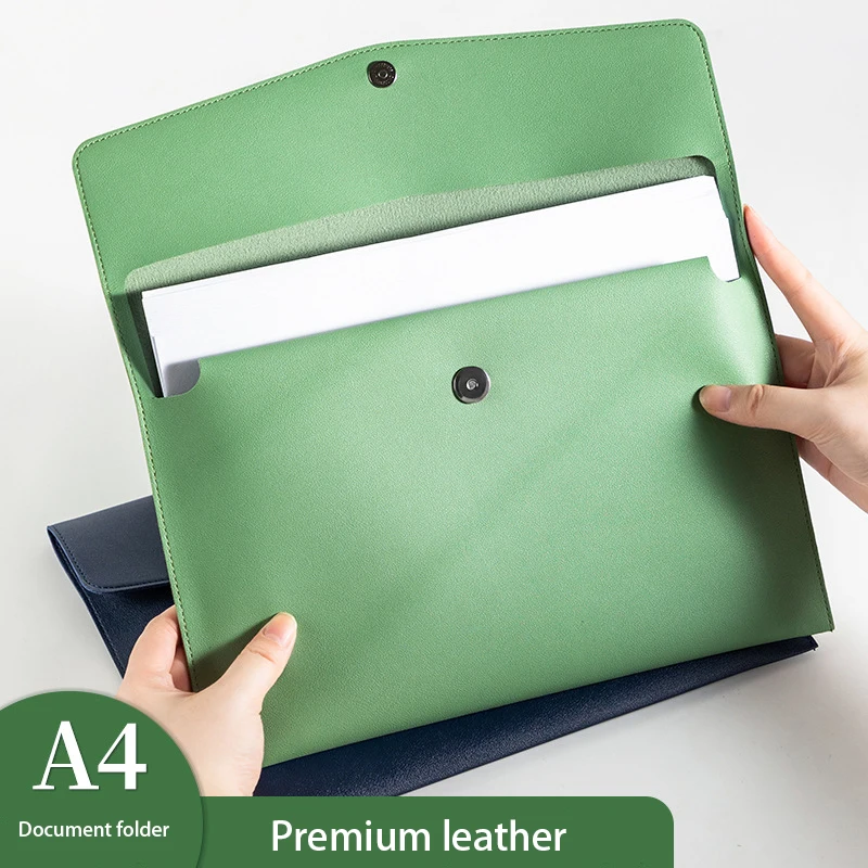 

A4 Leather File Folder Business Document Organiser Folder Bag Fashion Briefcase Data Contract Bill File Bag School Office Sup