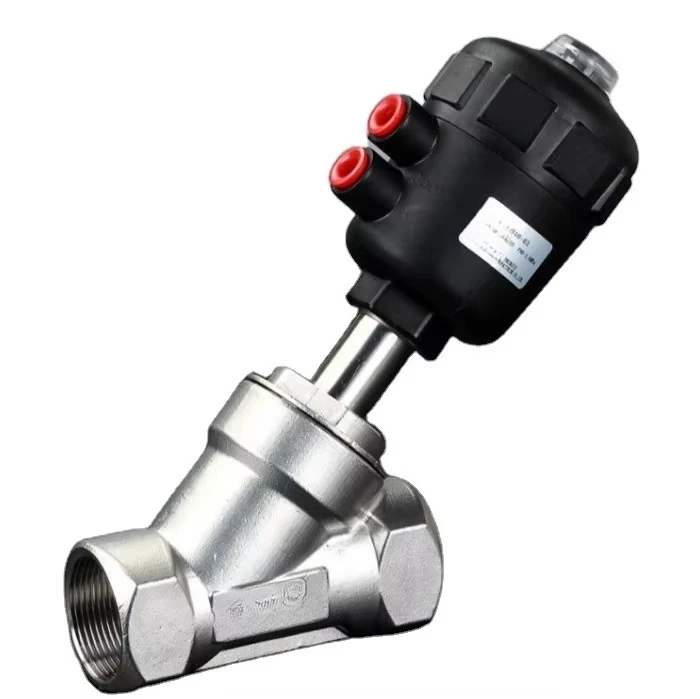 Valvola a sede angolare filettata femmina pneumatica in acciaio inossidabile 304 316 BSP NPT ad alta temperatura acqua gasolio vapore da 1,6 mpa
