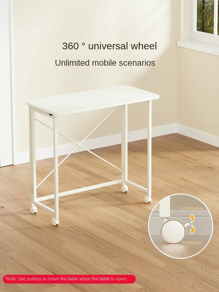Folding Computer Desk Movable Small Unit Simple Desk Modern Office Desk Simple Small Table With Wheels