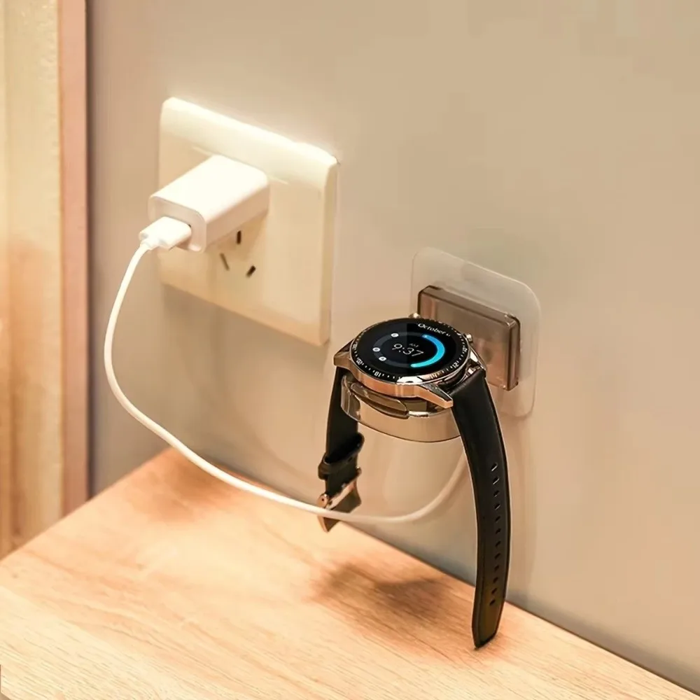 Wall Mounted Watch Charging Stand Multi-Functional Adhesive Watch Charging Station Transparent Rotating Watch Display Rack