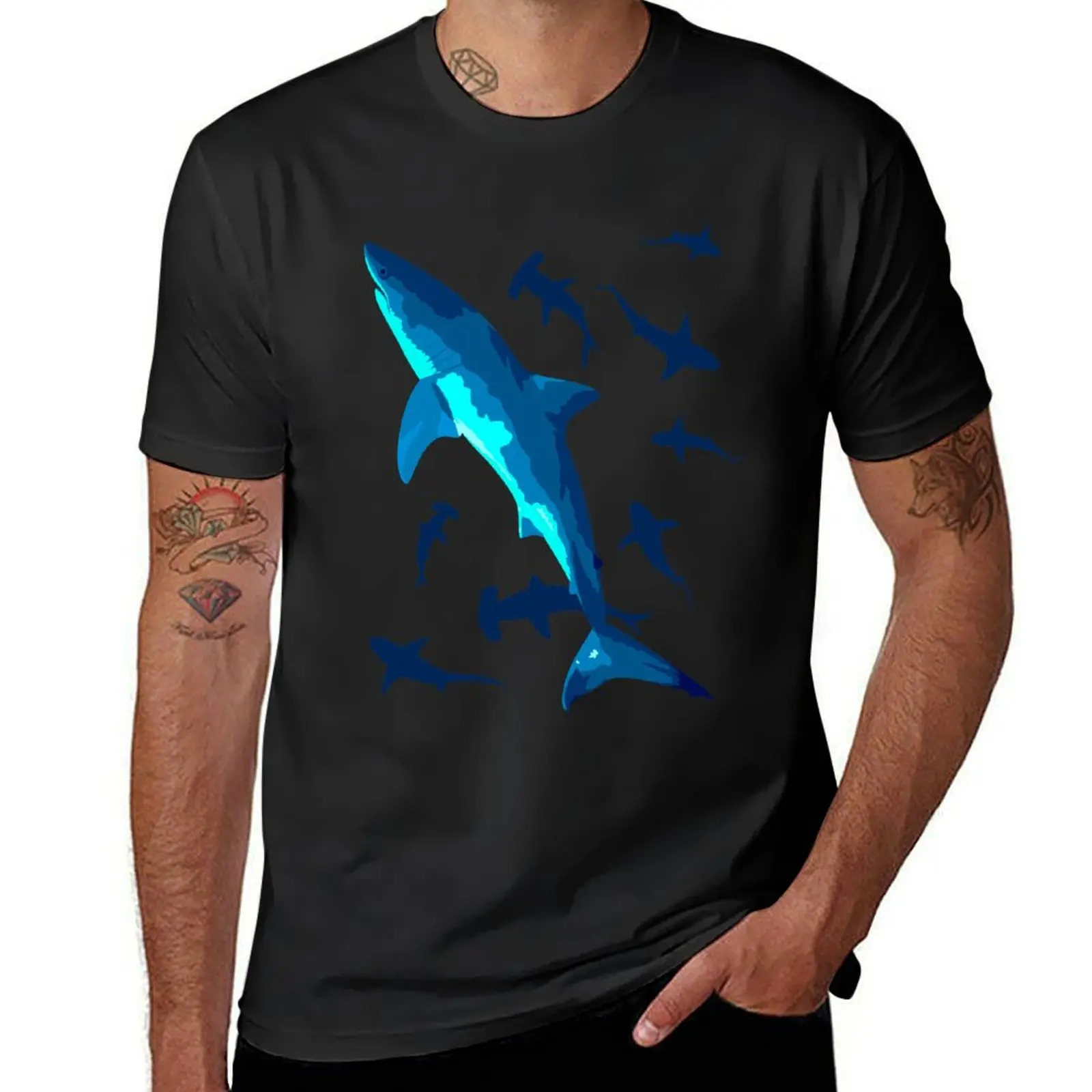 

Sharks in the Ocean T-Shirt customs design your own anime cute tops fruit of the loom mens t shirts