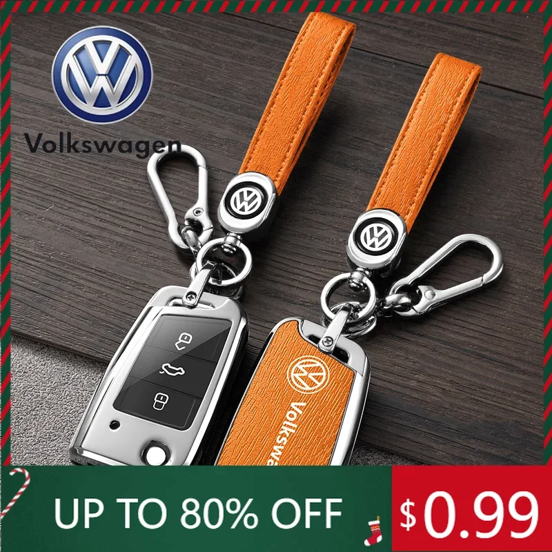 

For VW Volkswagen Jetta MK5 Golf Zinc Alloy+Leather Car Remote Key Case Cover Protector Shell For VW Volkswagen Polo Golf 7 MK7