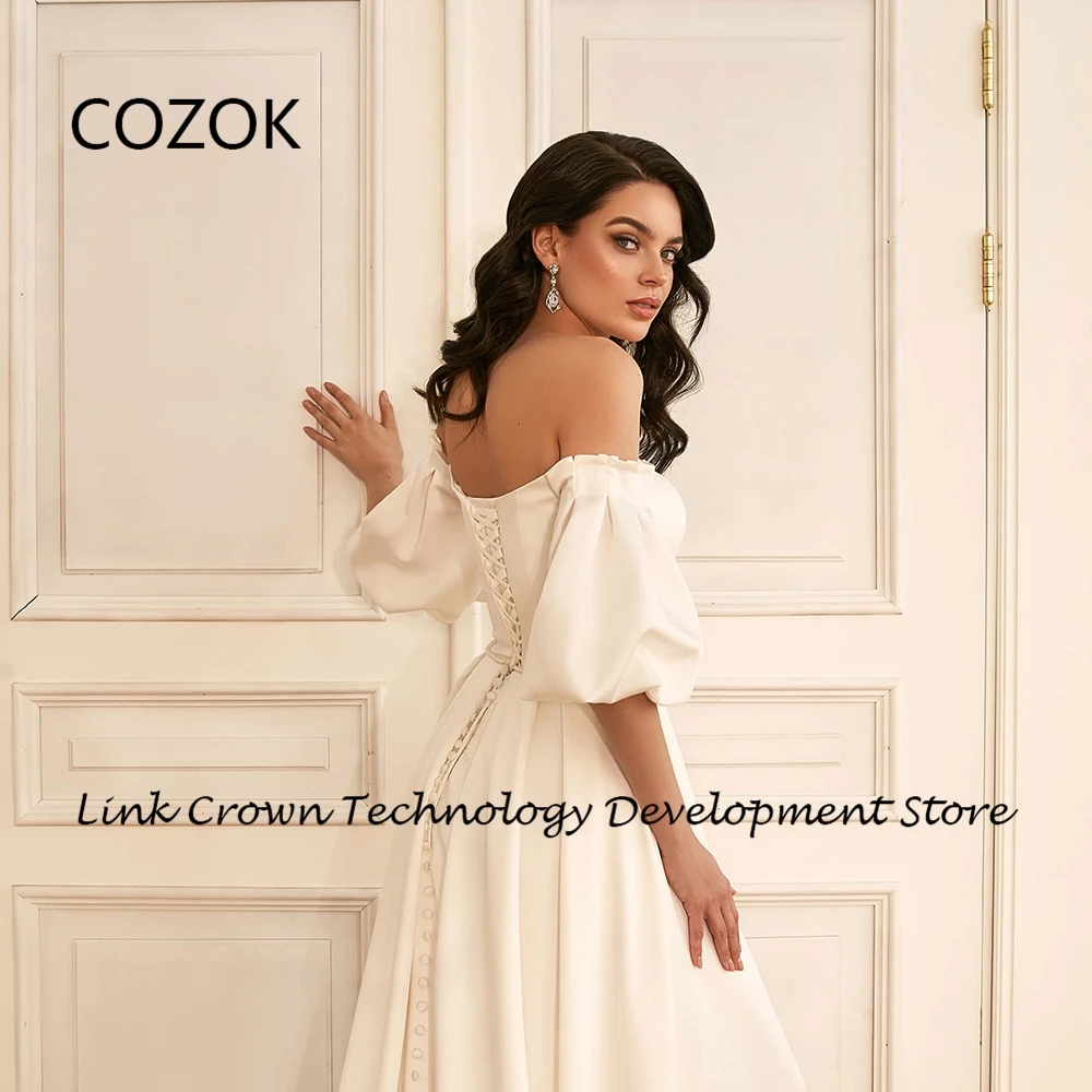 Cozok Off Shoulder Boot Hals Trouwjurken Voor Prinses 2024 Zomer Jersey Half Mouw Bruidsjurken Vetervestidos De Novia