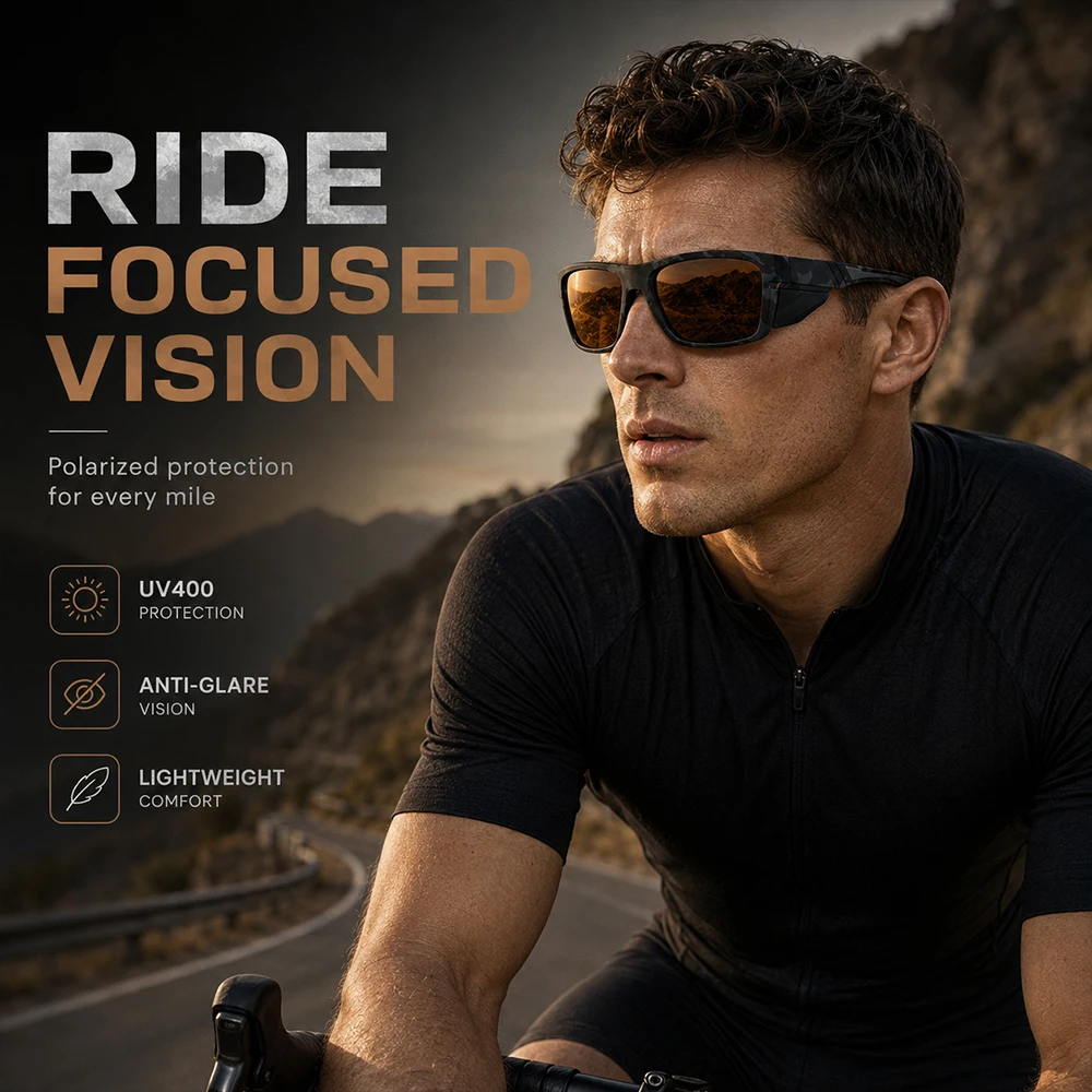 Tarnfarben Polarisierte Sportsonnenbrille für Männer UV400 Blendschutz Spiegelglas für Autofahren, Angeln, Radfahren, Outdoor, Winddichte Sonnenbrille – Detail 3