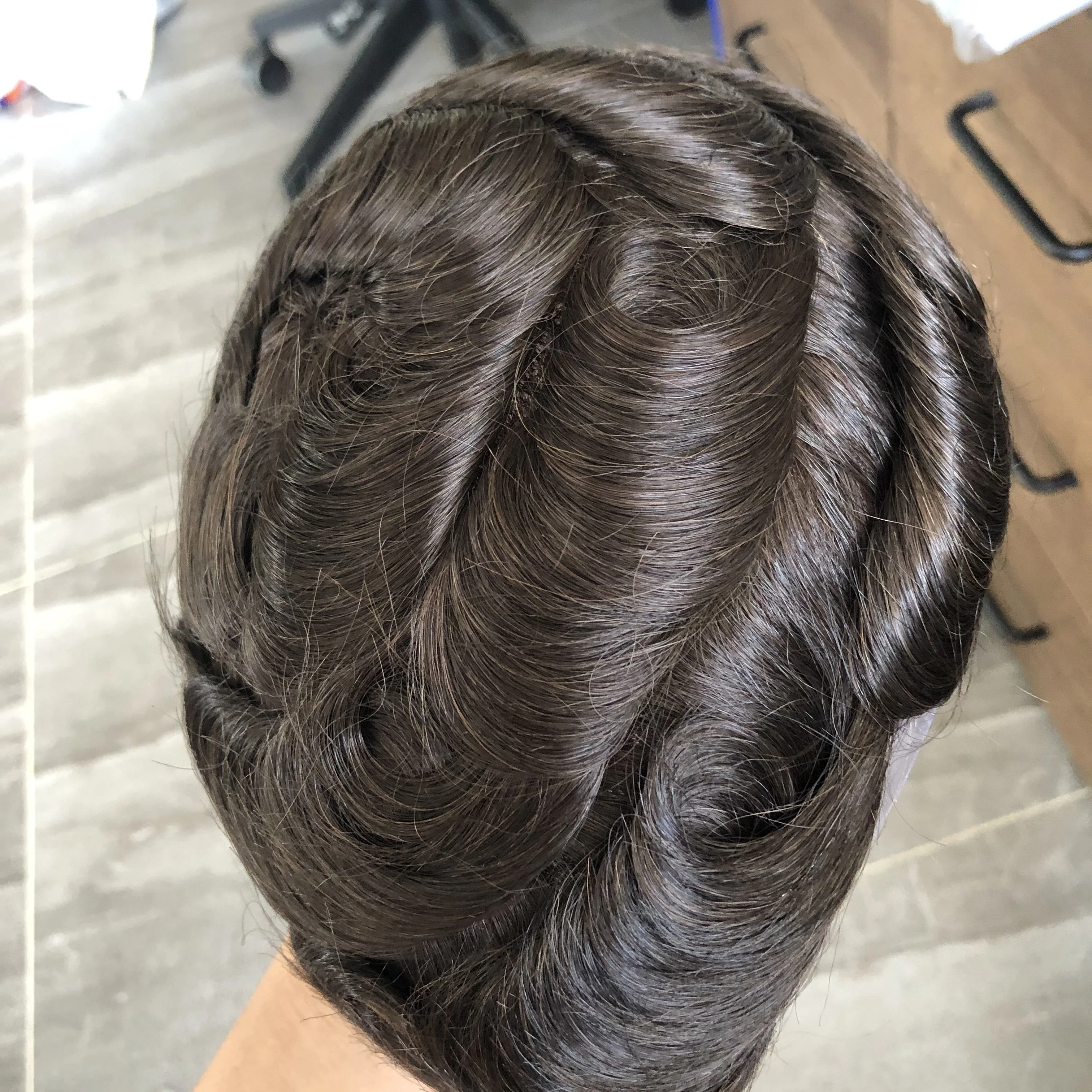 باروكات شعر بشري ريمي طويل الأمد بطول 6 بوصات، خط شعر طبيعي متين باللون البني الداكن # 2 # 3 شعر مستعار حريري مستقيم بقاعدة PU للحقن الكامل