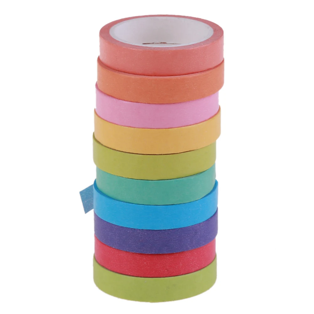 10-rolls-writable-craft-tape-tearable-decorative-tape-multi-function-washi-sticky-paper-rainbow-tape-for-scrapbook