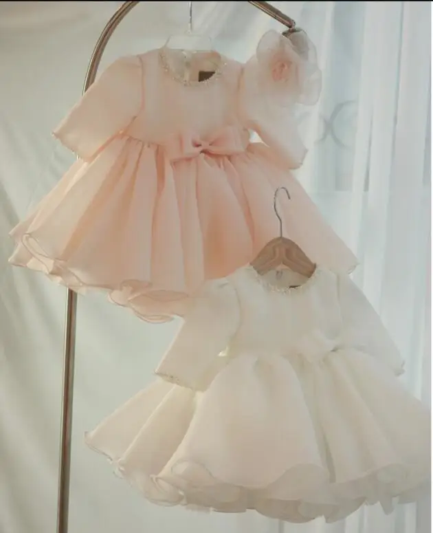 Long Sleeve Baby Girl Dress Baptism Dresses for Girls 1st year birthday party wedding Gown Christening baby infant clothing