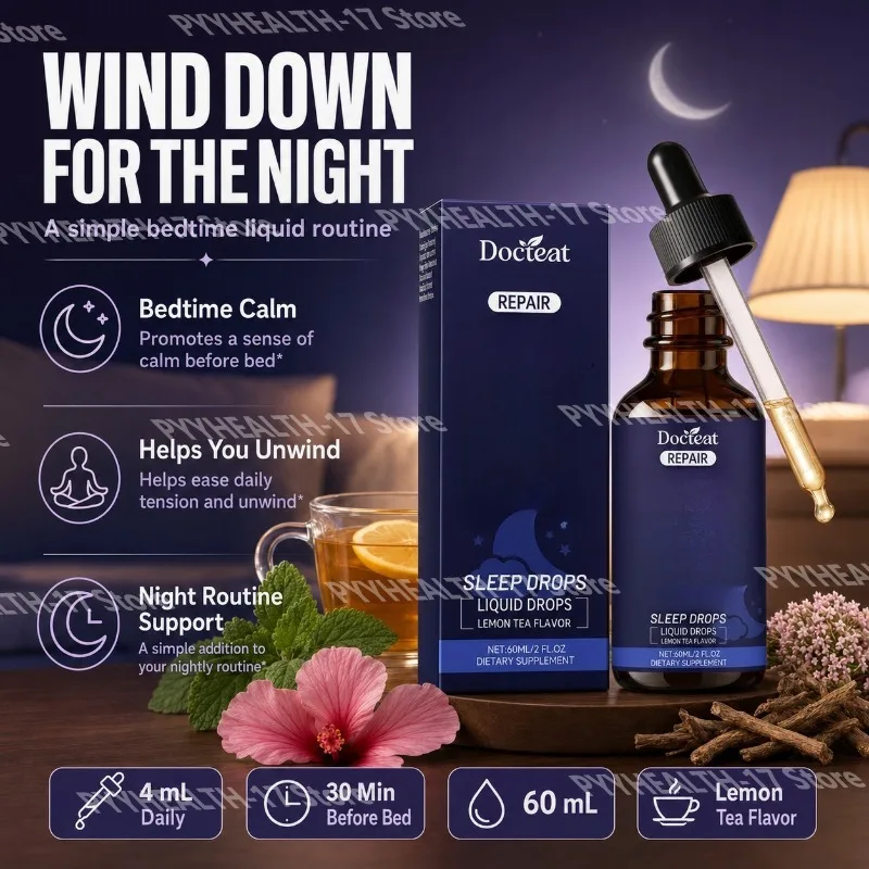 Sleep Drops L-Theanine Valerian Root Lemon Balm Magnesium Vitamin B6 Relaxation Sleep Support for Men Women 60ml