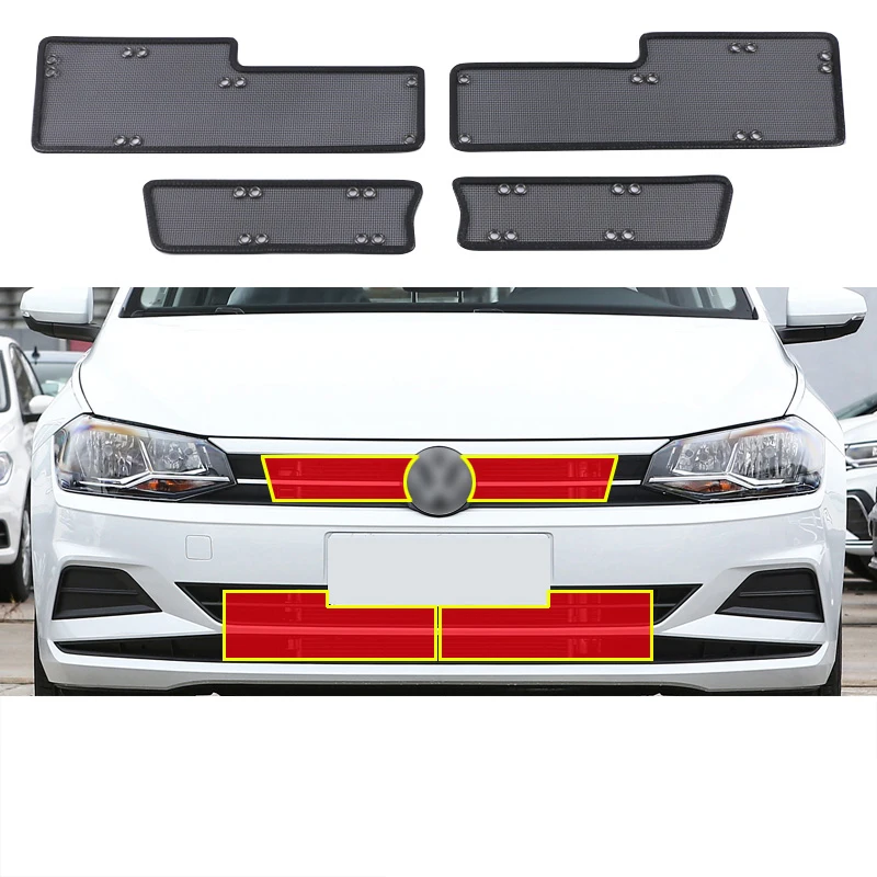 Stainless Steel Car Front Grill Net Mesh Anti-insect Protect for Volkswagen VW POLO MK6 2019 2020 2021 2022 2023 Accessories Kit