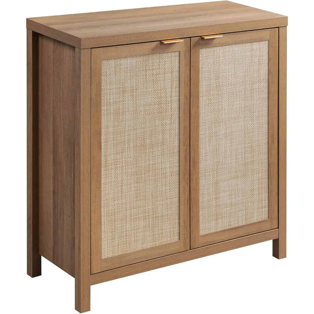

Sideboard Buffets Storage Cabinet - Boho Large Credenza Coffee Bar Cabinet with Rattan Decorated Door - Farmhouse Accent Cupboa
