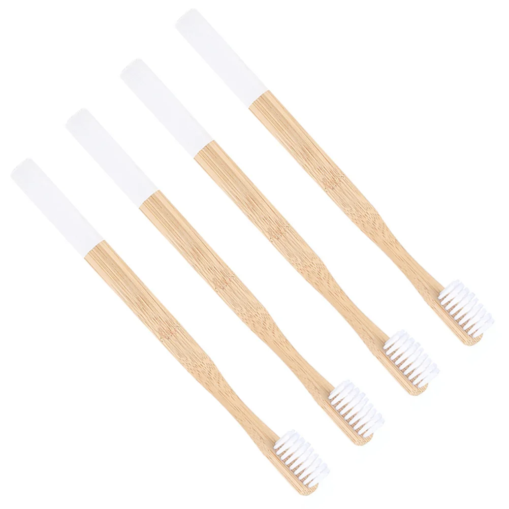 4 قطع من فرشاة أسنان الخيزران المتينة لا حاجة للتجفيف بعد الاستخدام، مثالية للسفر والمنزل، فرشاة أسنان من الخيزران الأبيض #2