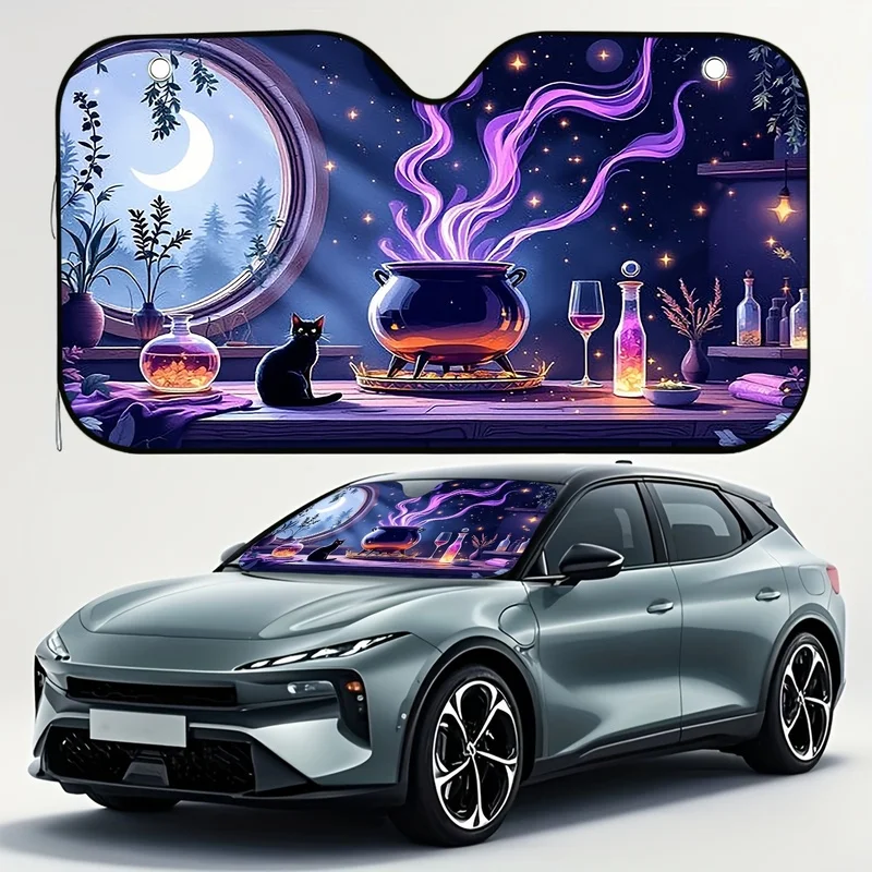 1Pcs Vibrant Playful Design Car Windshield Sun Shade With 4 Free Suction Cups, Easy Installation, Suitable For Rvs And Suvs
