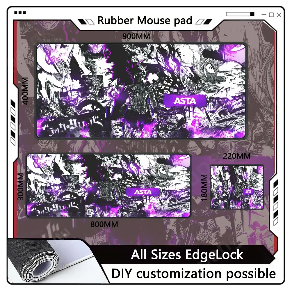 Black Clover Gaming accessories Non-Slip Cartoon Large Game Pad Rubber Edge pk control locking Desk Protector Mousemat