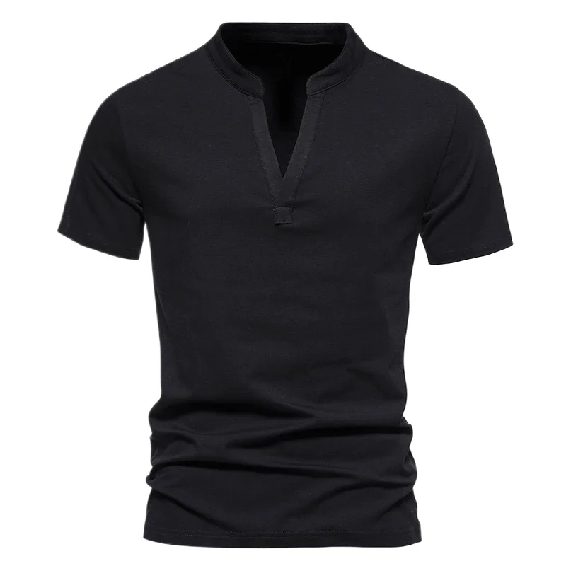 Mens Deep V Neck T-Shirts Streetwear Camiseta 2025 Summer Casual Cotton Solid Compresion T Shirt for Men Basic Golf Wear Tee Top