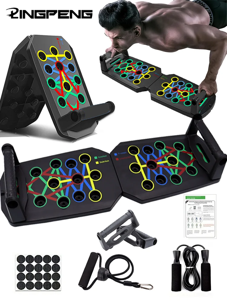 Draagbare multifunctionele push-up boardset met handvatten Opvouwbare fitnessapparatuur voor borstbuikarmen en rugtraining - afbeelding 2