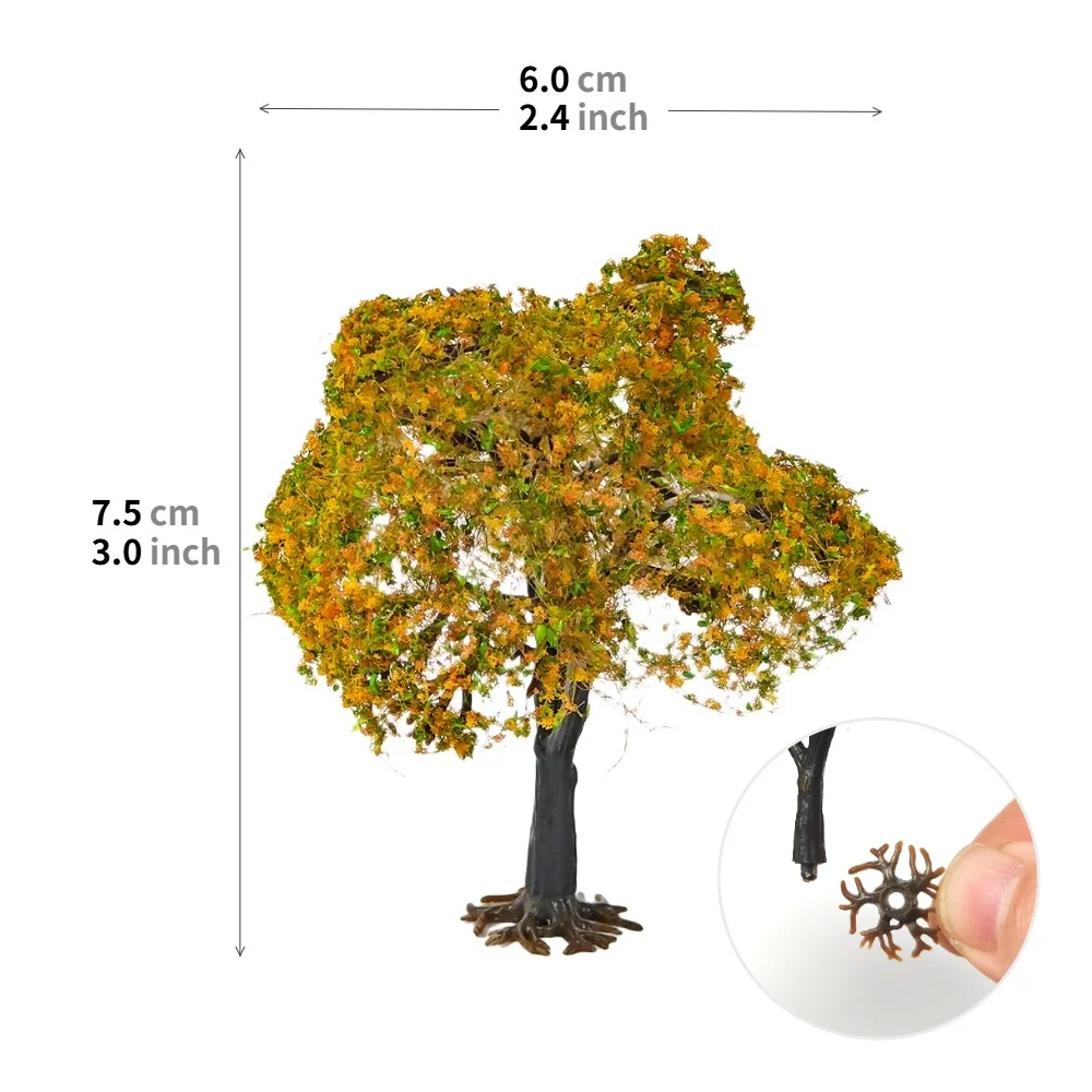 20 Stück Herbst-Miniatur-Landschaftsbäume mit abnehmbarem Sockelmodell für Dioramen und Modelleisenbahnanlagen – Detail 10