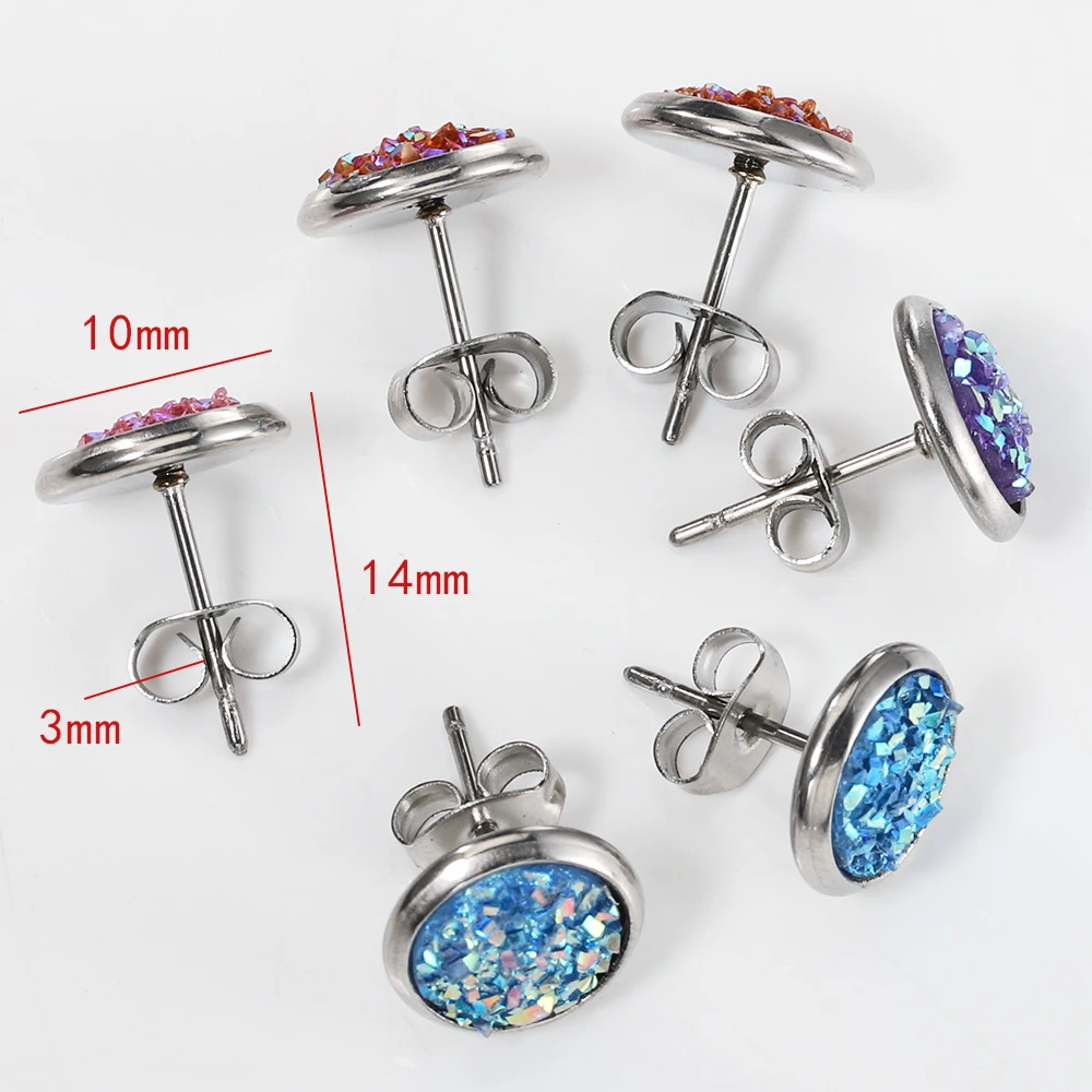 10pcs Stainless Steel Crystal Cluster Ear Studs Colorful Earrings Posts Earring Base DIY Jewelry Making Crafts Wholesale