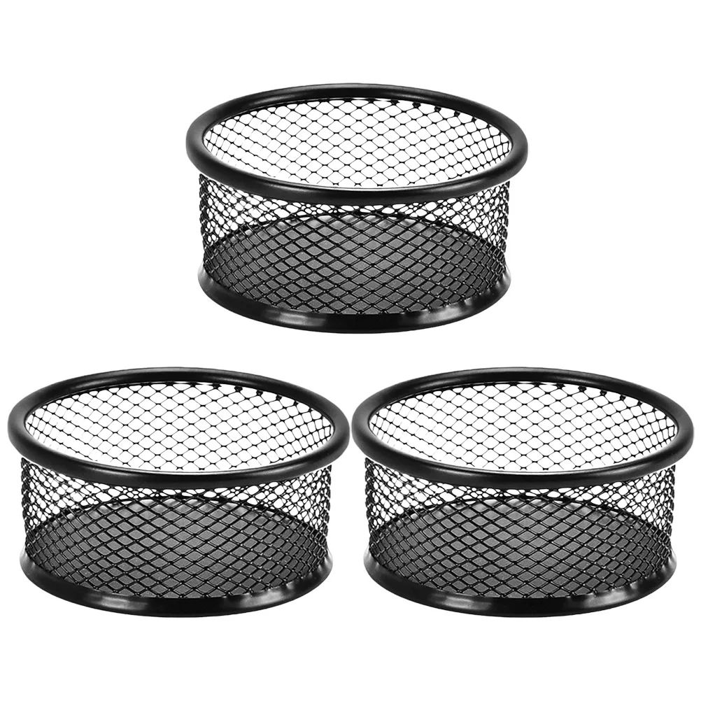 3Pcs Paper Clip Holder Mesh Metal Organizer Paperclip Dispenser for Desk Office Home School Black Stackable Breathable