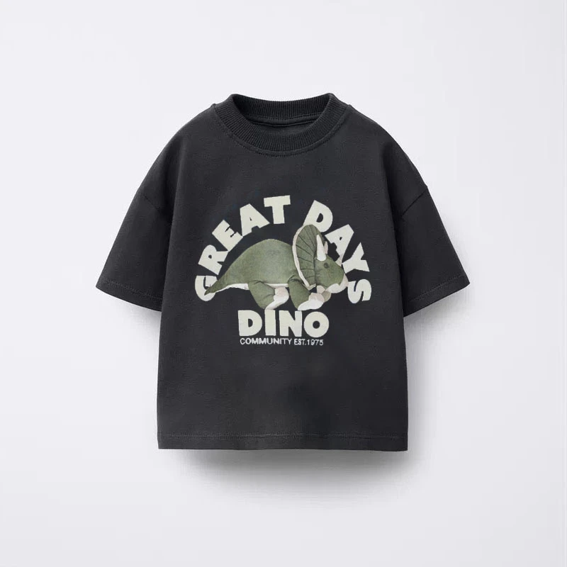 Summer Cartoon Printed Small Animal Short Sleeved T-shirt Children's Fashion Clothing Top Round Neck Children's Clothing
