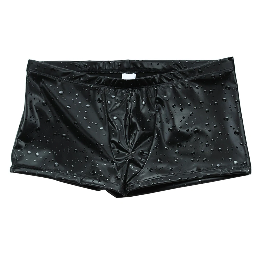 

Men Latex Amino Hot Hot Lingerie Water Droplet Print Lingerie Ultra Hot Boxer Shorts Waterproof Shorts Underwear Men's Panties