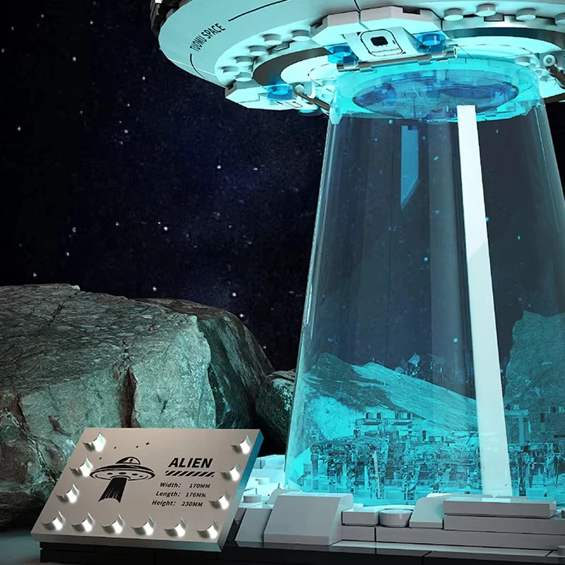 Caliente 601 Uds MOC espacio técnico UFO nave espacial bloques de construcción nave espacial ladrillos modelo montaje DIY juguetes para niños regalo de cumpleaños