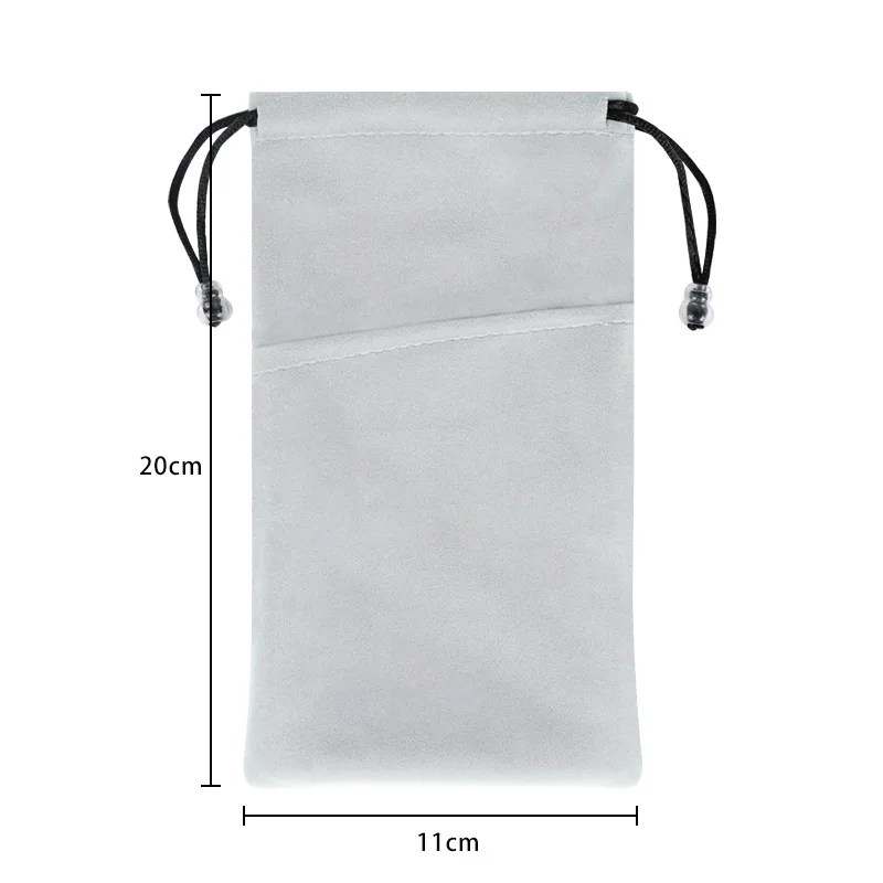 20pcs/lot 9*14 12*16 11*20cm Soft Grey Velvet Drawstring Pouches Digital Phone Storage Bag Jewelry Gift Bags Customize Logo