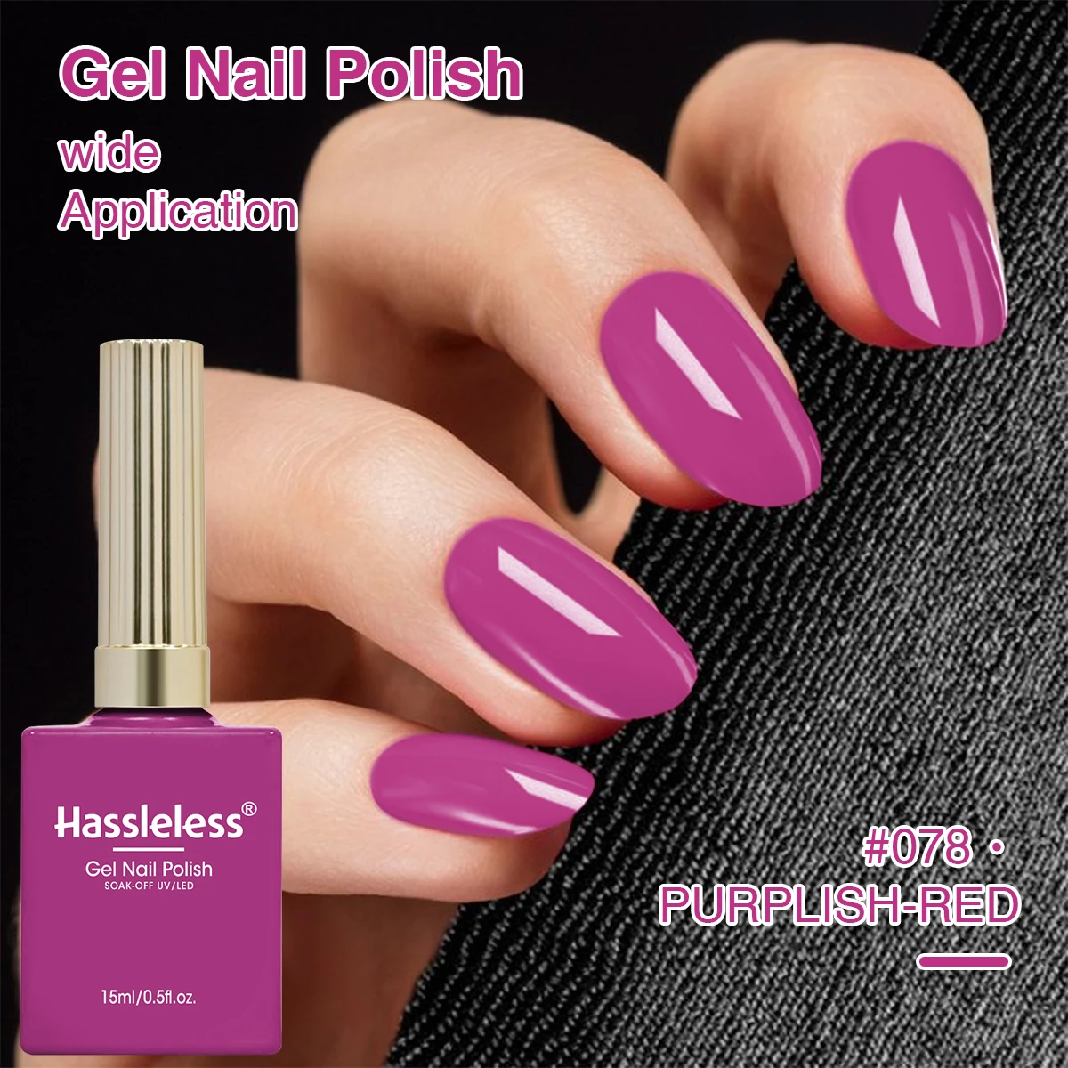 Hassleless Solid Color Gel Nail Polish, 15ml large capacity, removable UV/LED gel polish, made with hypoallergenic and environme