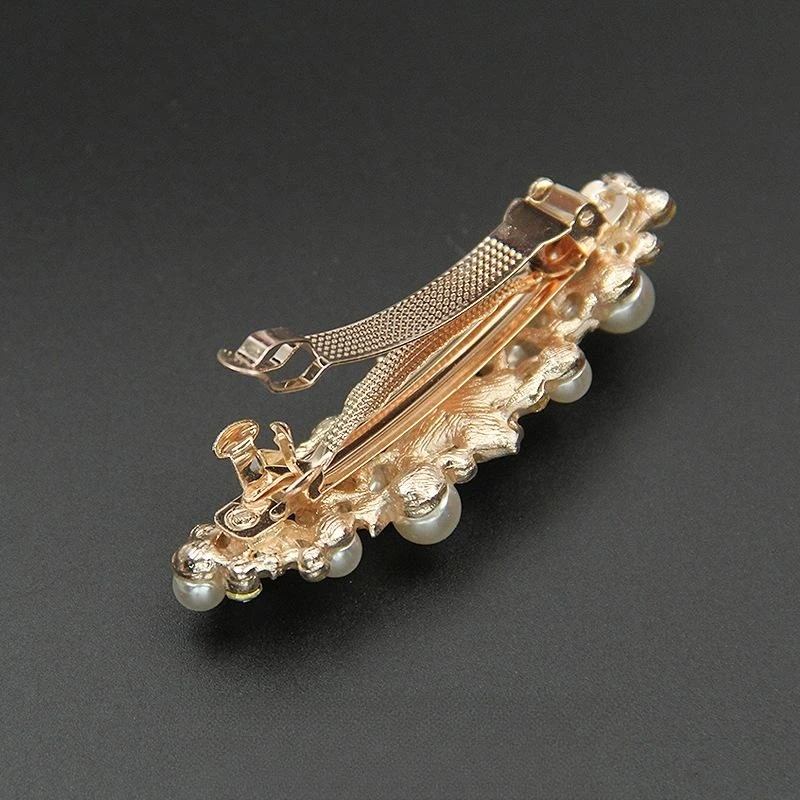 New exquisite pearl flower spring hairpin luxury rhinestone top clip back head hairpin elegant female fashion hair accessories