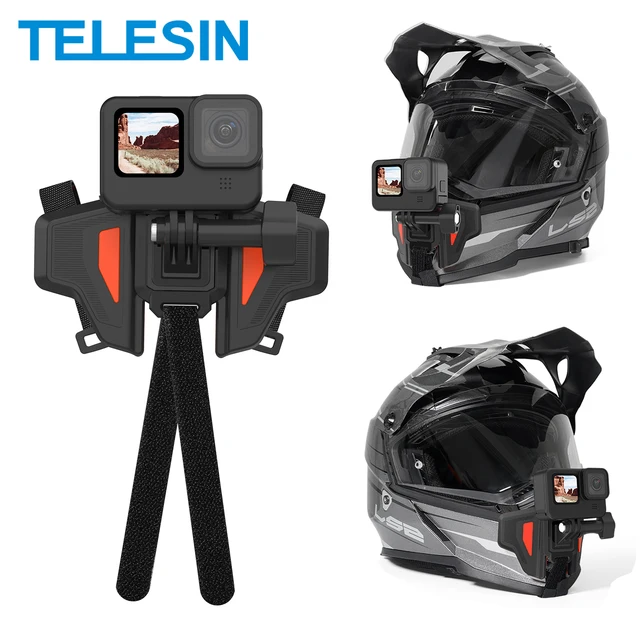 TELESIN Pasek do mocowania na kasku motocyklowym Składane mocowanie na podbródek do GoPro 13 12 11 10 9 DJI Osmo Action3 Insta360 Akcesoria